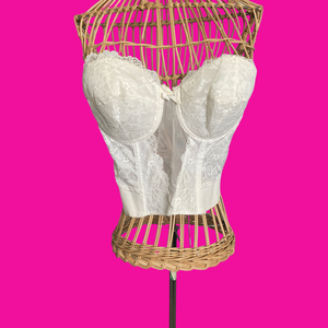 VTG Women's Peter Pan White Lace Longline Bra Bustier 34C